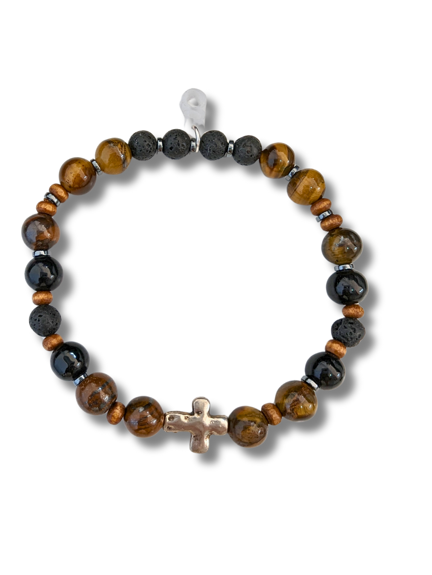 Pulsera cruz ojo de tigre