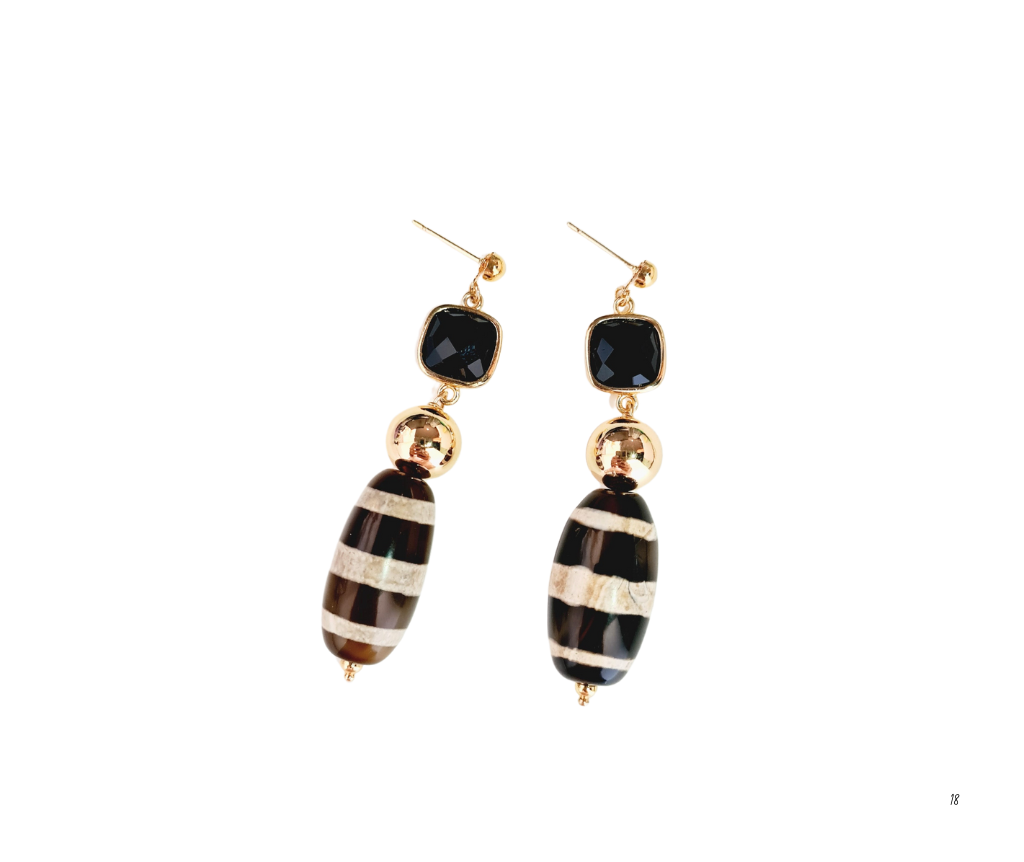Aretes negros con dorado
