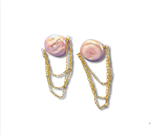 Aretes perla rosa