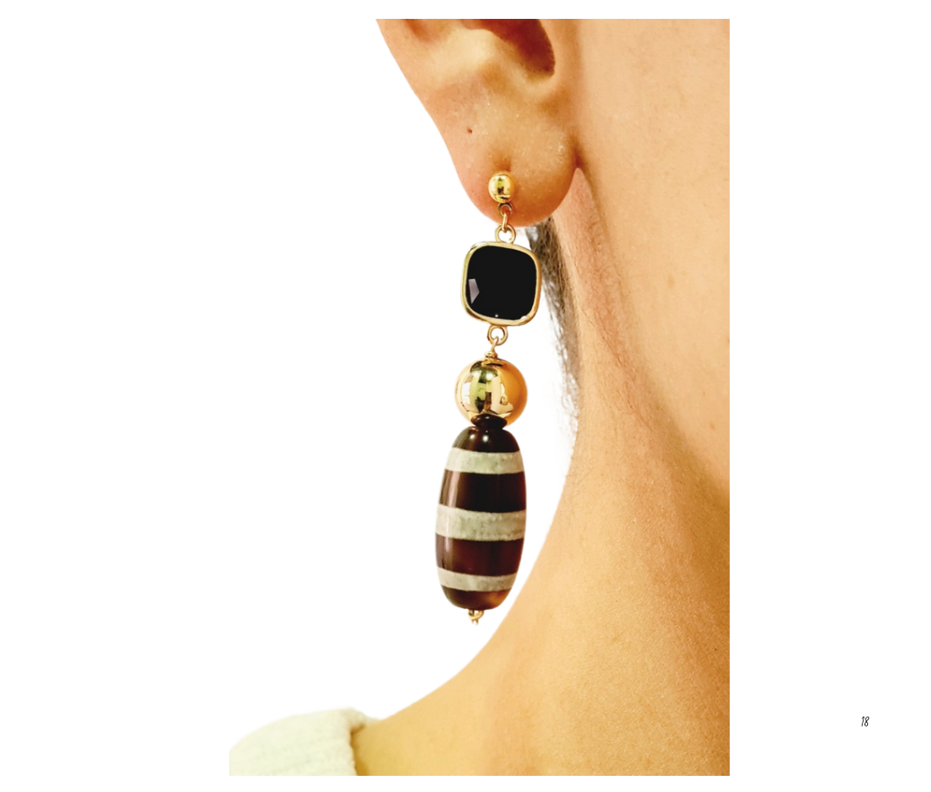 Aretes negros con dorado