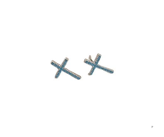 Aretes en forma de cruz turquesa