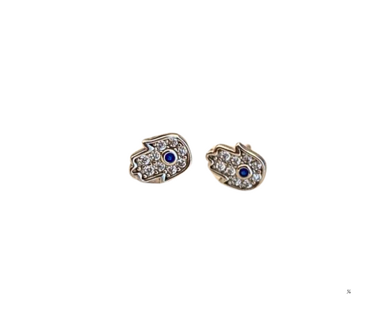 Aretes hamsa con piedra azul