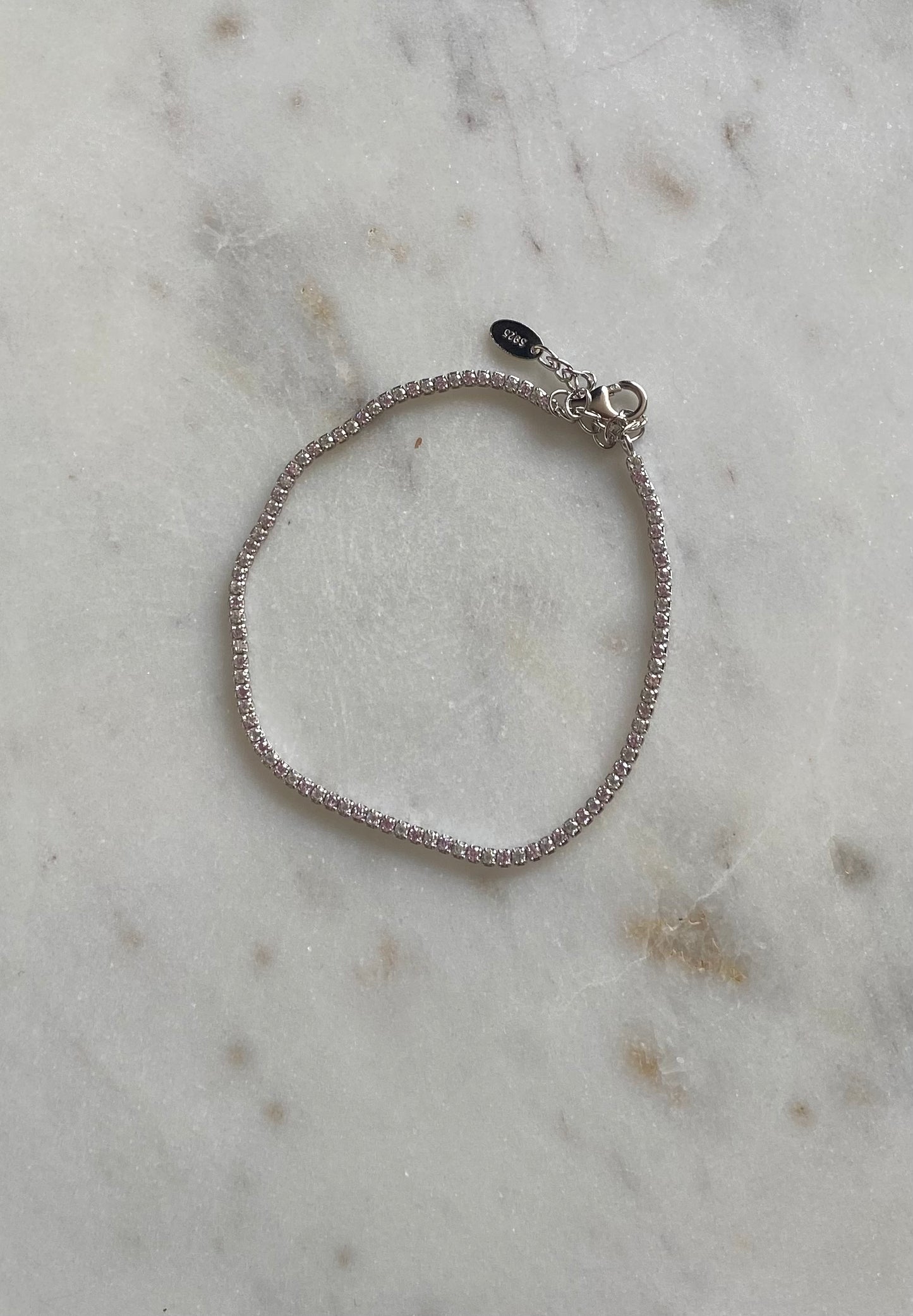 Tennis bracelet rosa con blanco
