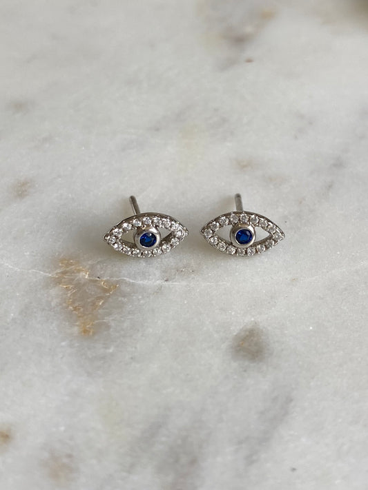 Aretes de ojo turco centro azul