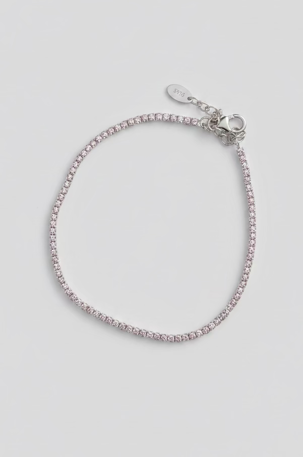 Pink and white tennis bracelet
