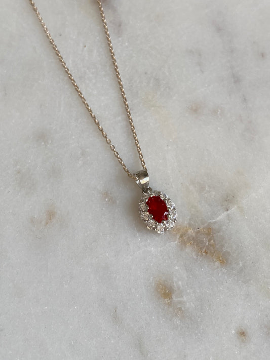 Collar dupe rubí ovalado