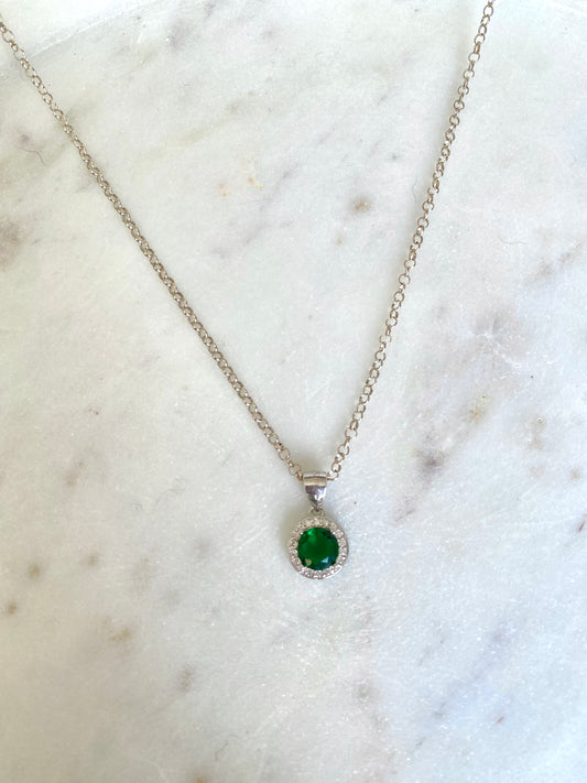 Collar dupe esmeralda redonda